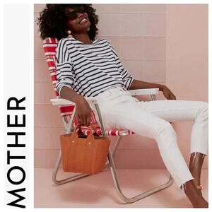 Mother The Looker Ankle Fray Gettin In Ivory Sz 24